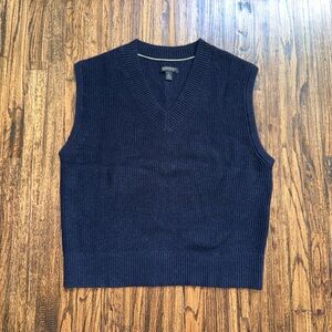 Banana Republic Knit Sweater Vest Italian Yarn Wool Navy Blue Size Large